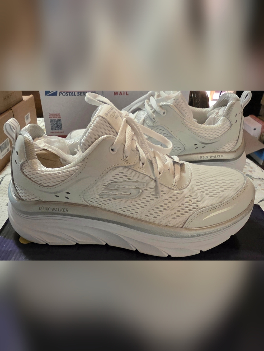 Skechers D'Lux Walker Women's White Athletic Sneakers - Picture 7 of 9